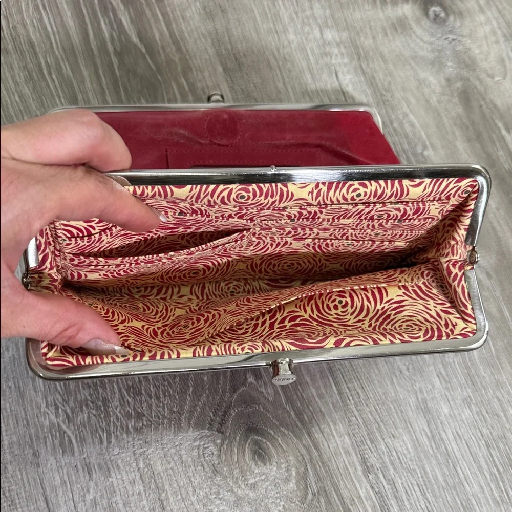 HOBO Red Leather Clutch with Silver Accents
